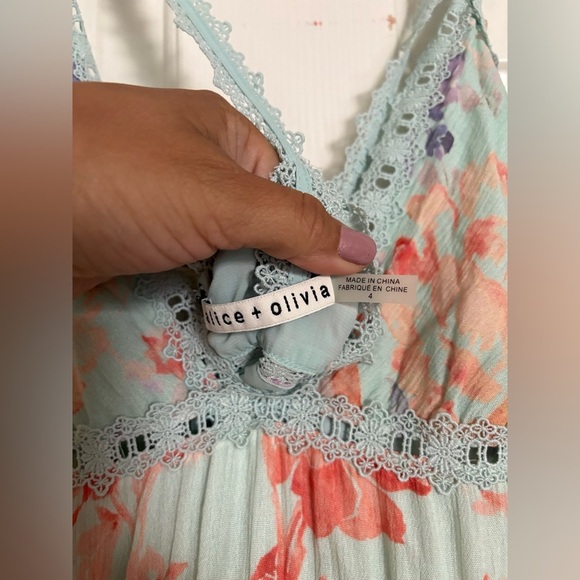 ALICE + OLIVIA Karolina Lace Trim Mini Dress size 4 - Picture 4 of 4